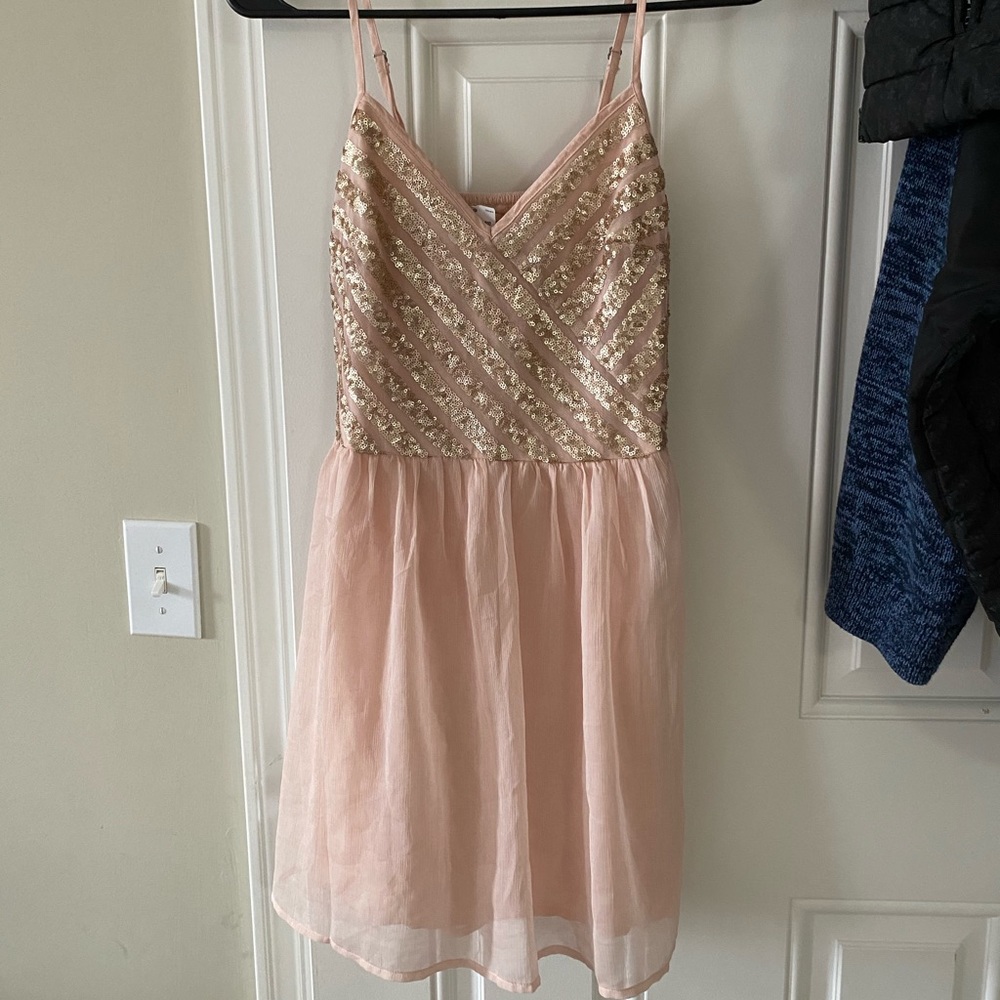 pink cami dress with sparkles